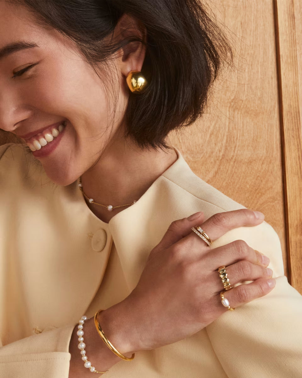 Leighton Gold Pearl Band Ring in Freshwater Cultured Pearl