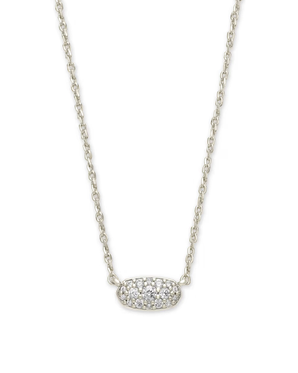 Grayson Gold Pendant Necklace in White CZ