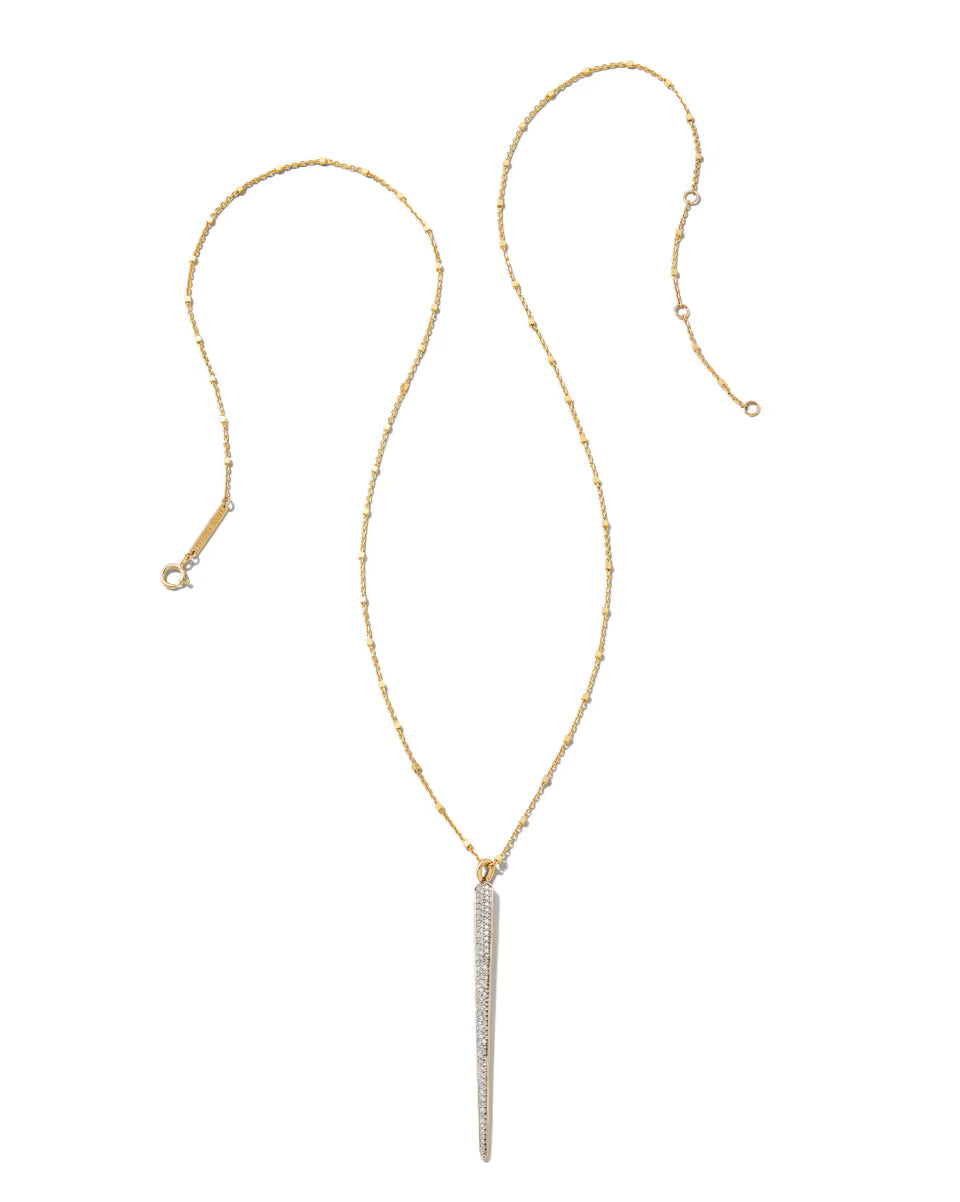 0.31 ct Spike 14k Yellow Gold Statement Necklace in White Diamond
