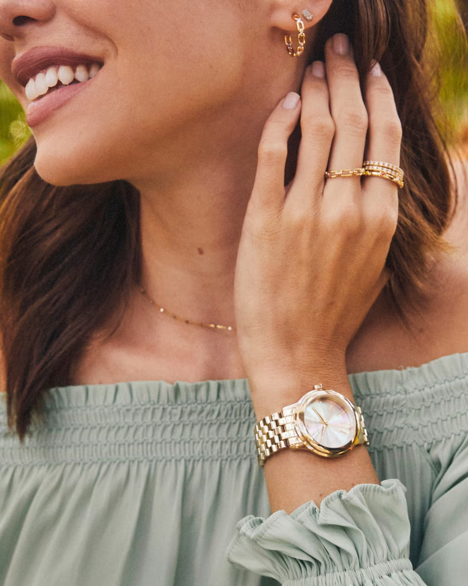 Alex Gold Tone Stainless Steel 35mm Watch in Light Iridescent Sunray