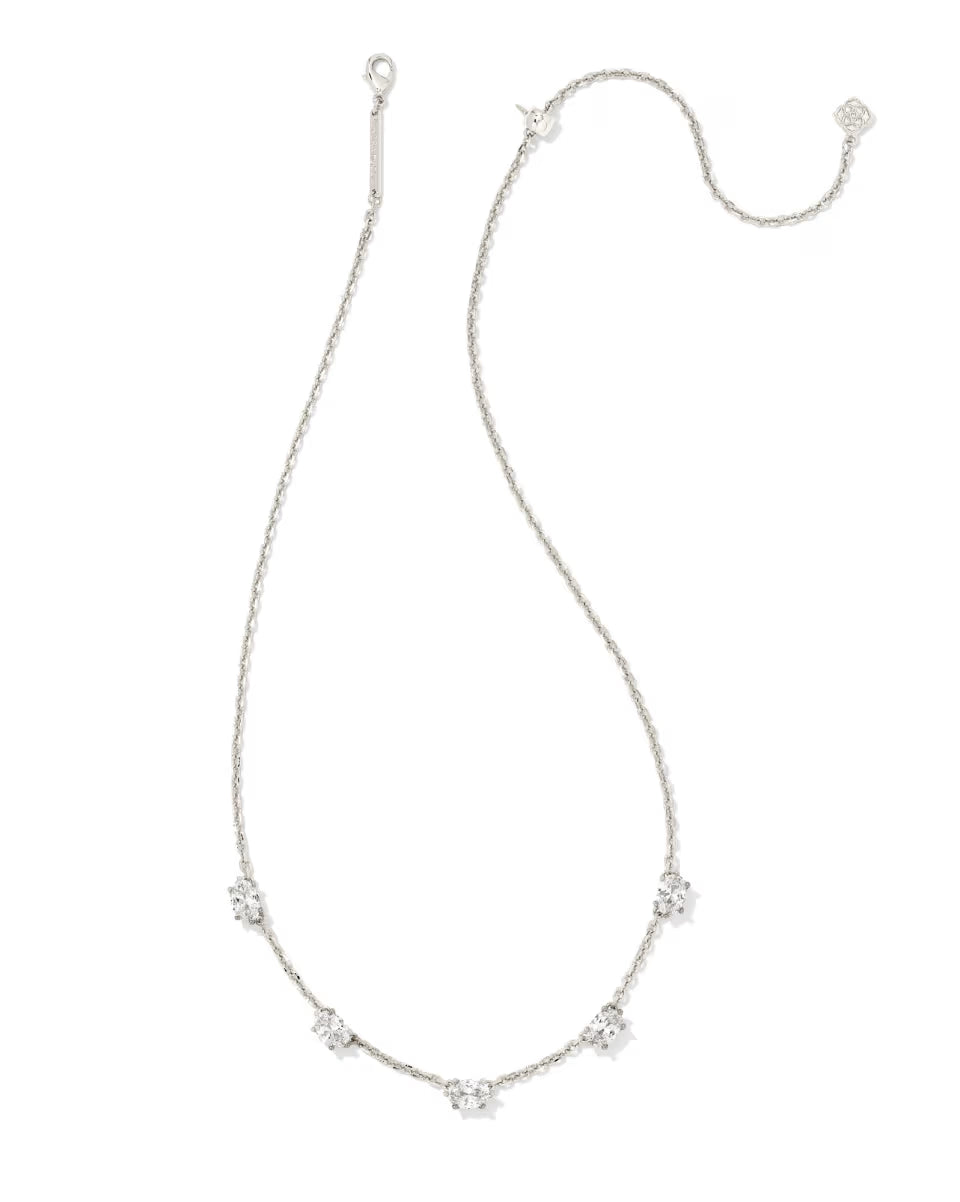 Cailin Gold Crystal Strand Necklace in White CZ