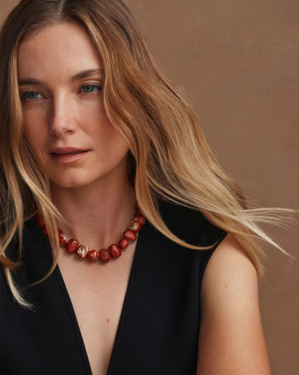 Townes Vintage Gold Beaded Collar Necklace