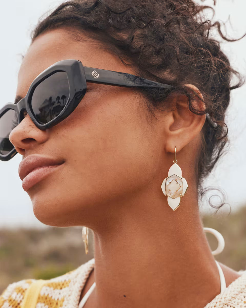 Abbie Medallion Gold Drop Earrings
