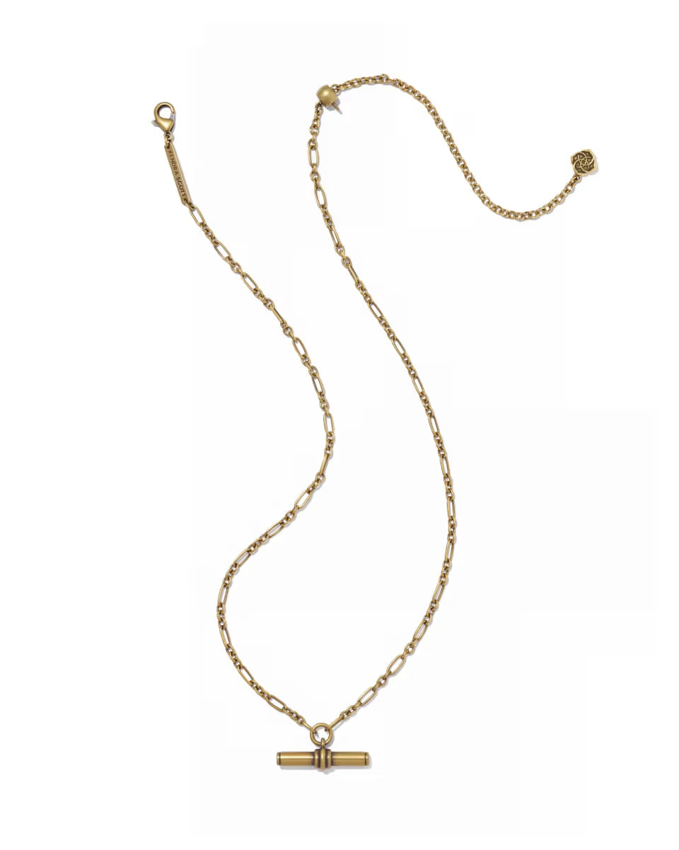 Bree Gold Metal T Bar Short Pendant Necklace