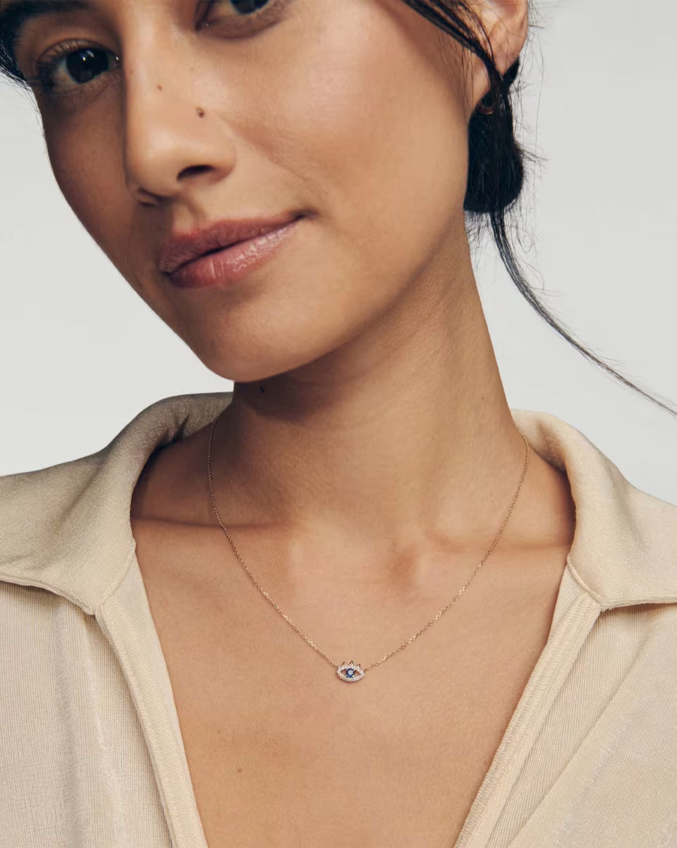 0.18 ct Eye of Protection 14k Yellow Gold Pendant Necklace