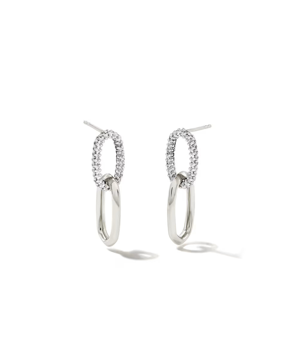 0.42 ct Elisa 14k White Gold Interlocking Drop Earrings in White Diamond