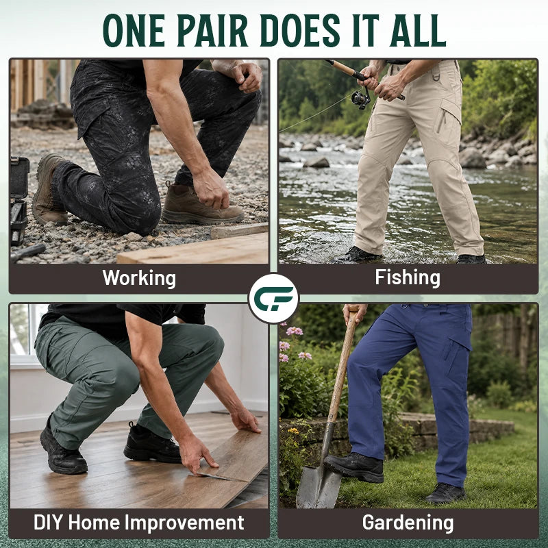 Men's 9-Pocket Straight Fit Tactical Waterproof Pants