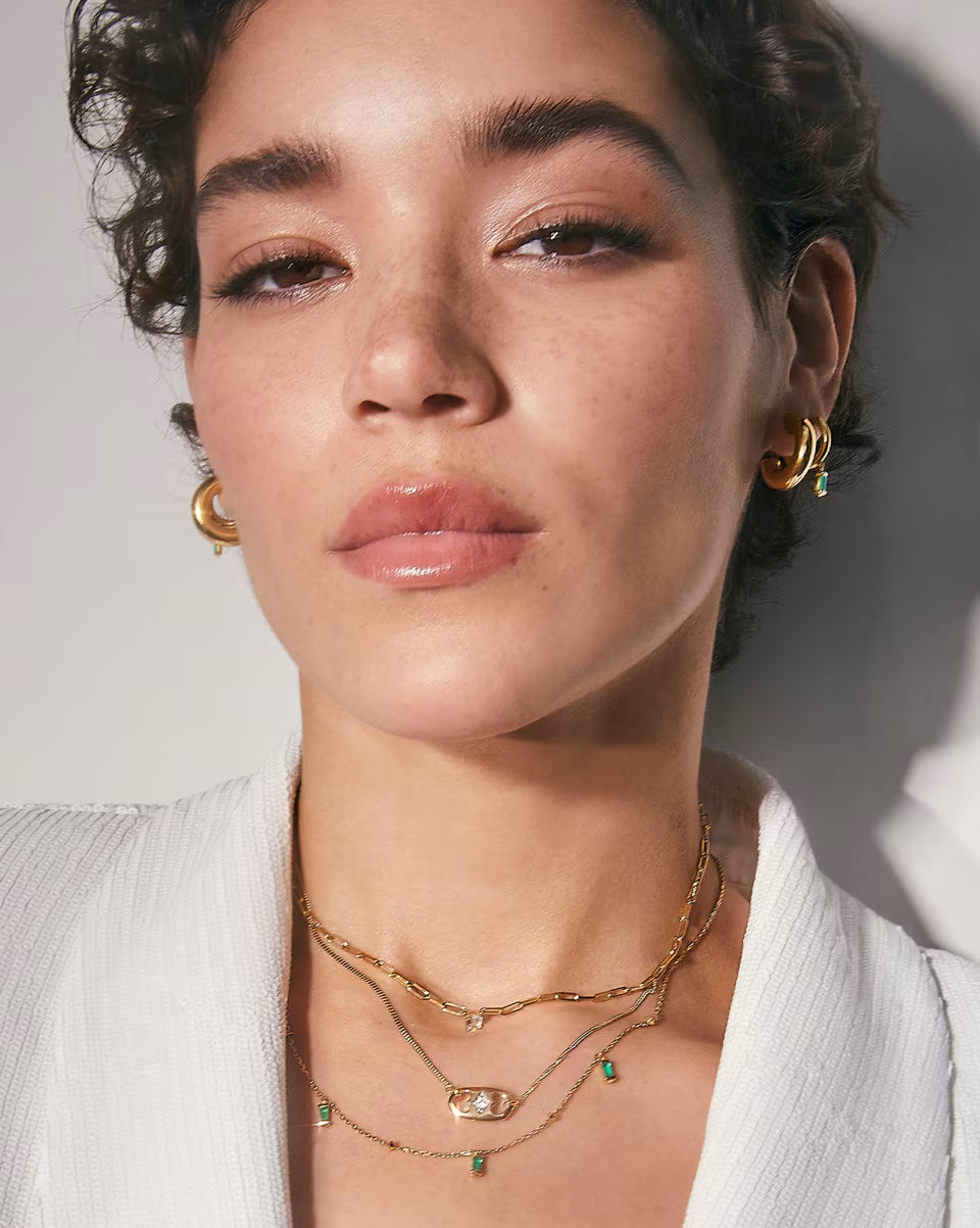 Blythe 18k Gold Vermeil Strand Necklace in Green Onyx