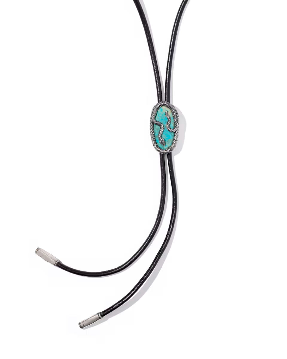 Phoenix Oxidized Sterling Silver Stone Bolo Necklace