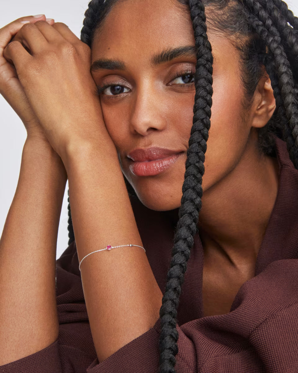 Maisie Sterling Silver January Delicate Chain Bracelet