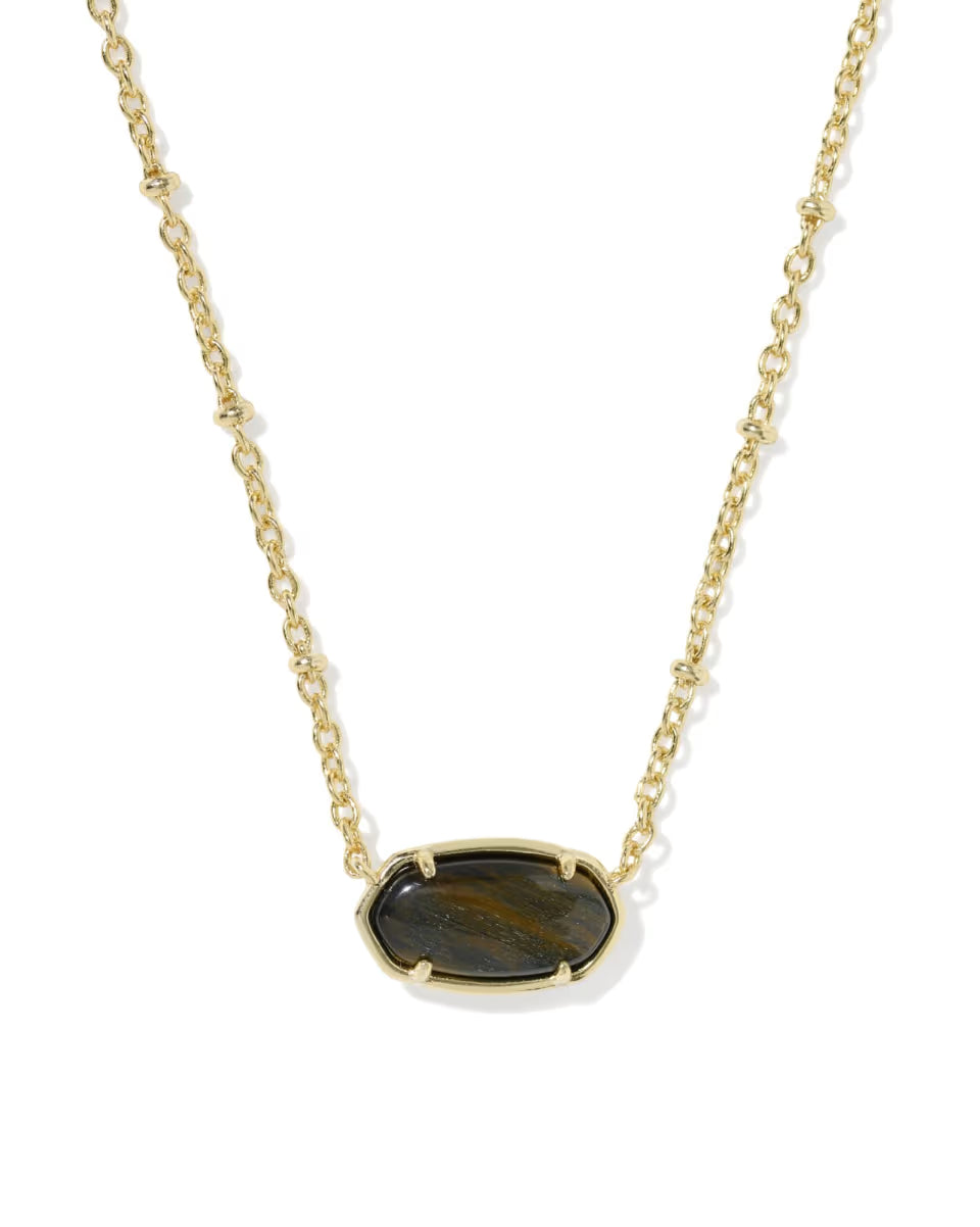 Tiger Striped Elisa Vintage Gold Short Pendant Necklace