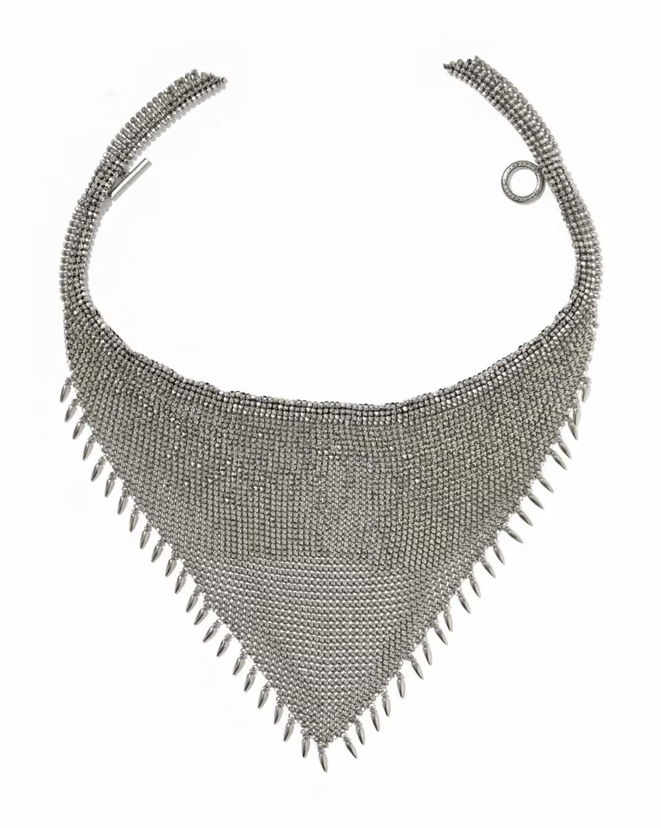 Keziah Vintage Silver Statement Bandana Necklace