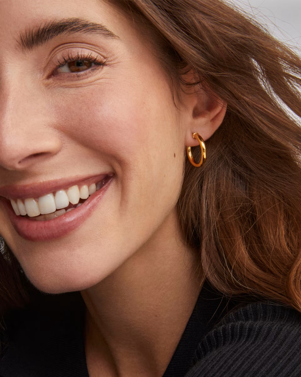 Tube Medium 30mm Hoop Earrings in Sterling Silver