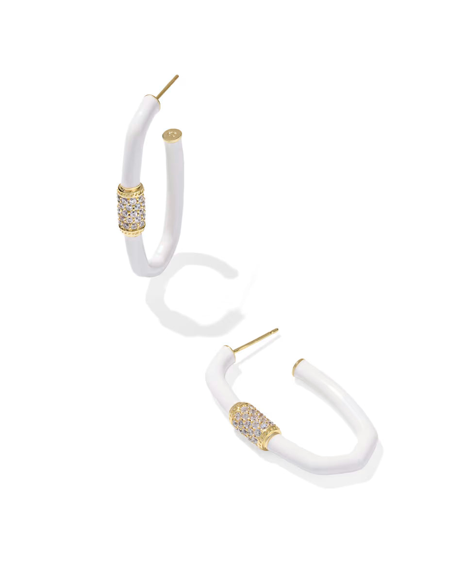 Emery Gold Large Enamel Hoop Earrings