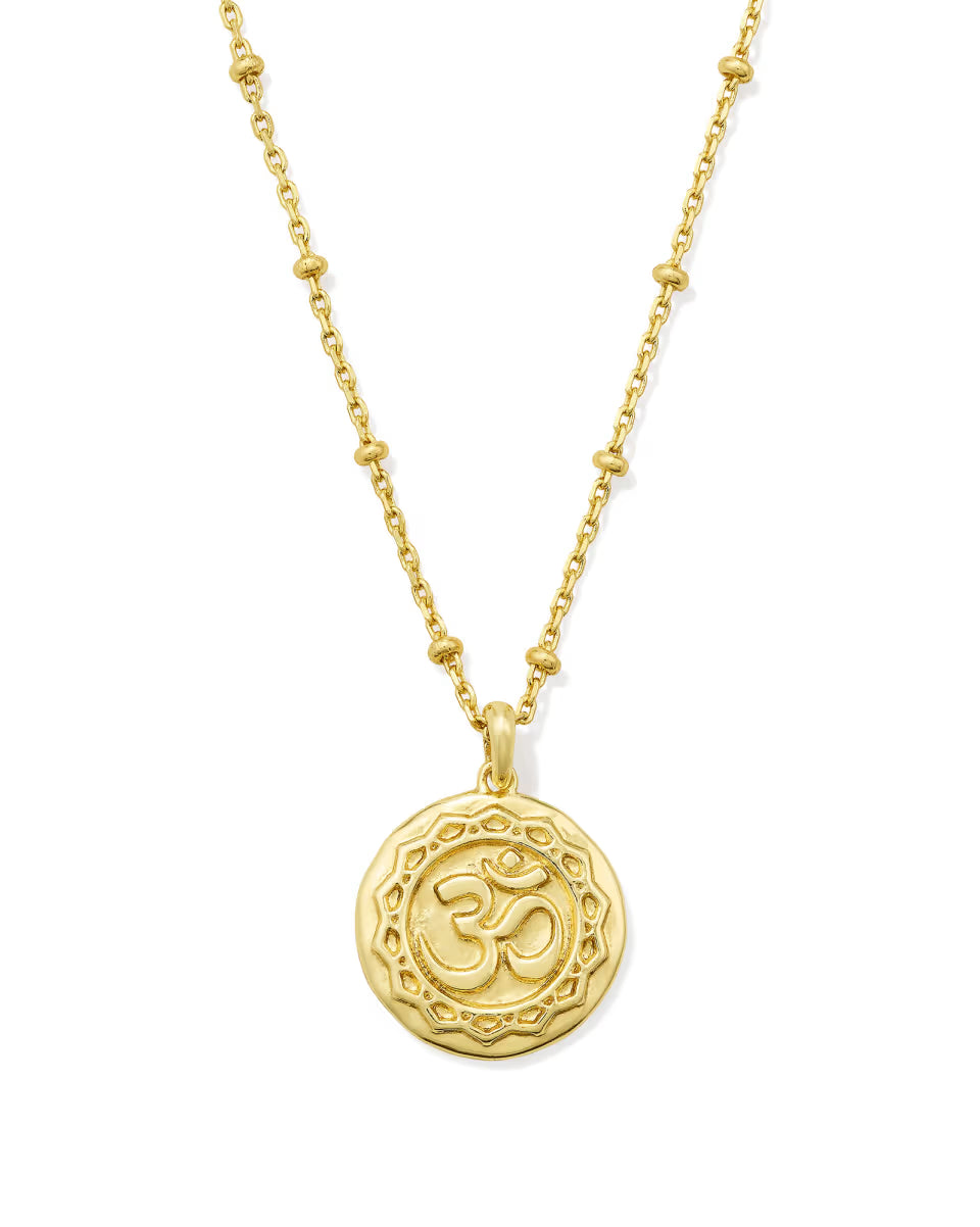 Om Coin Gold Short Pendant Necklace