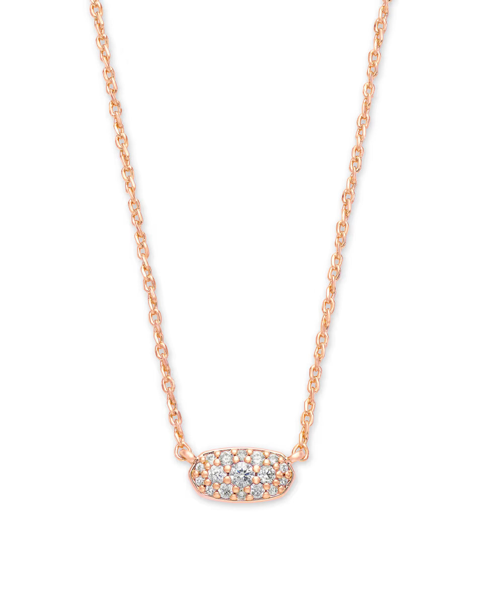 Grayson Gold Pendant Necklace in White CZ