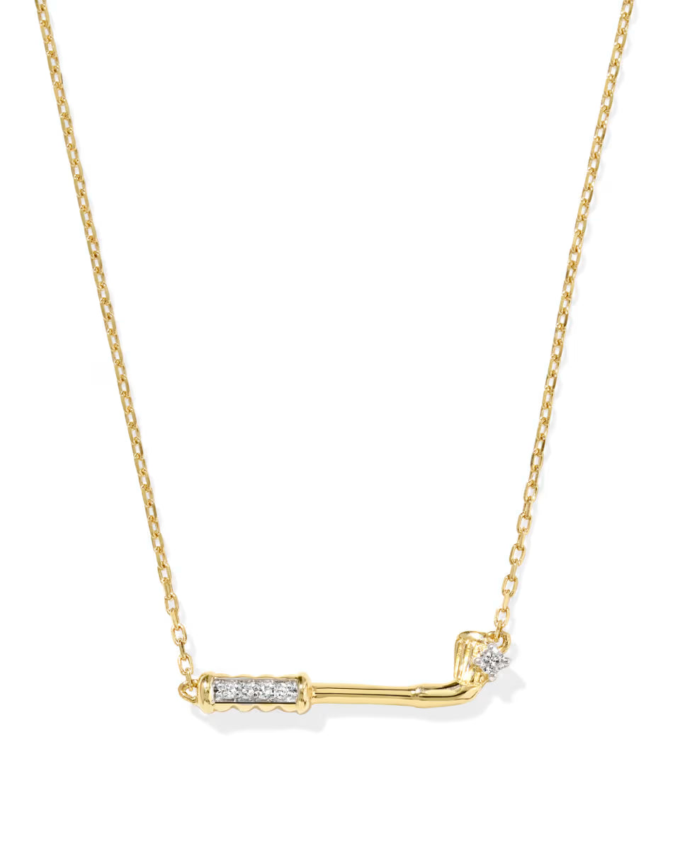 Diamond Accent Golf Club 14k Yellow Gold Necklace