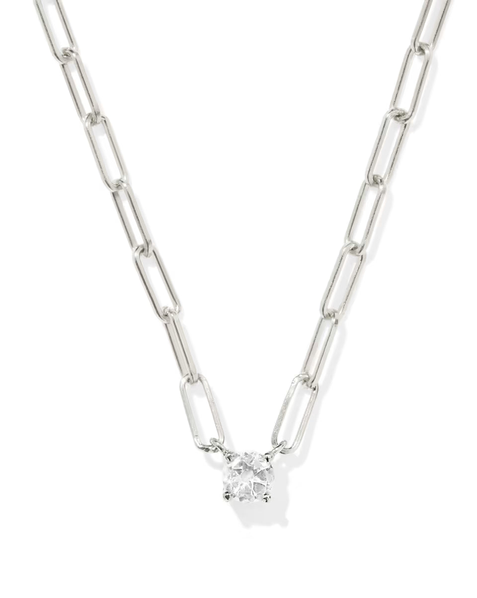 Virginia 18k Gold Vermeil Paperclip Necklace in White Topaz
