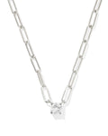 Virginia Sterling Silver Paperclip Necklace in White Topaz