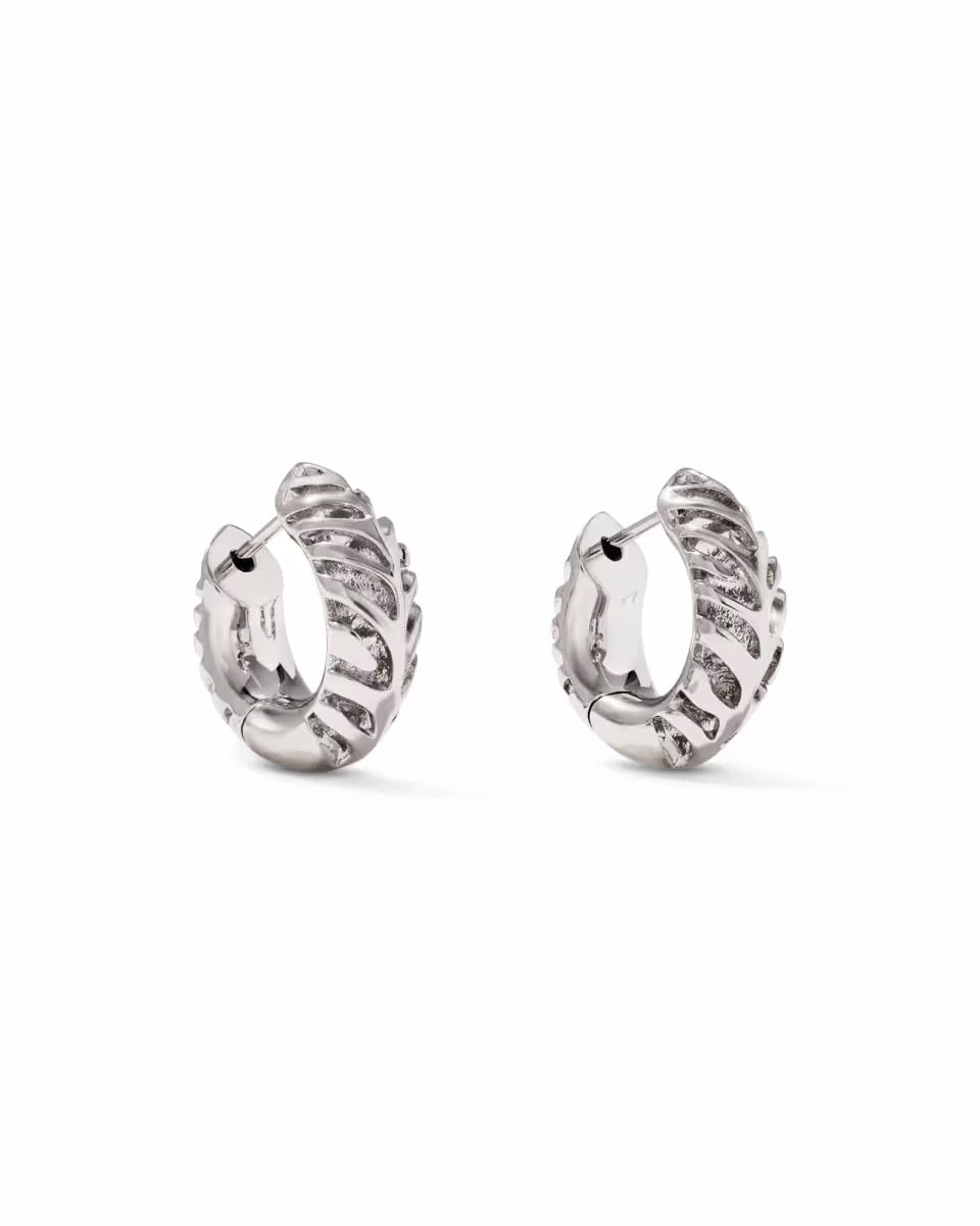 Tiger Striped Mikki Vintage Silver Huggie Earrings
