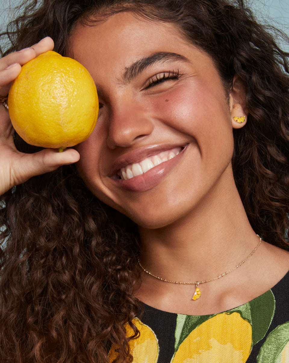 Lemon Gold Short Pendant Necklace