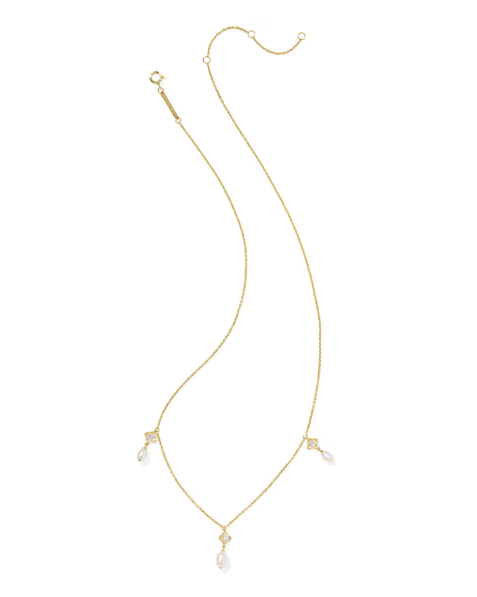 0.21 ct Lab Grown Diamond Dira 14k Yellow Gold Pearl Strand Necklace