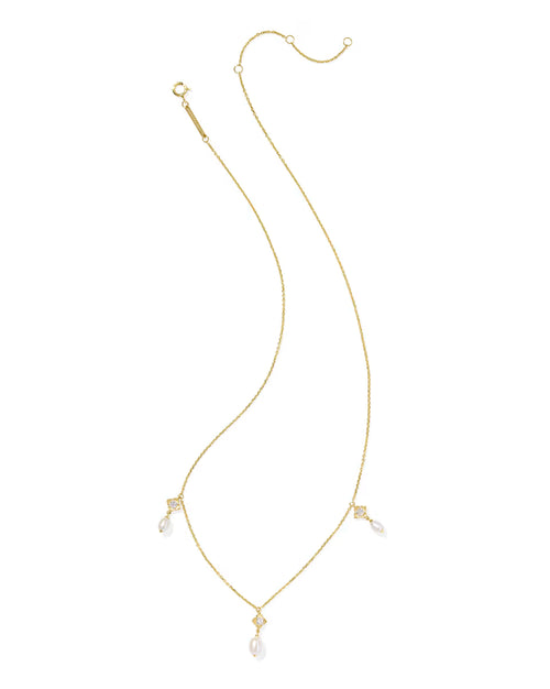 0.21 ct Lab Grown Diamond Dira 14k Yellow Gold Pearl Strand Necklace