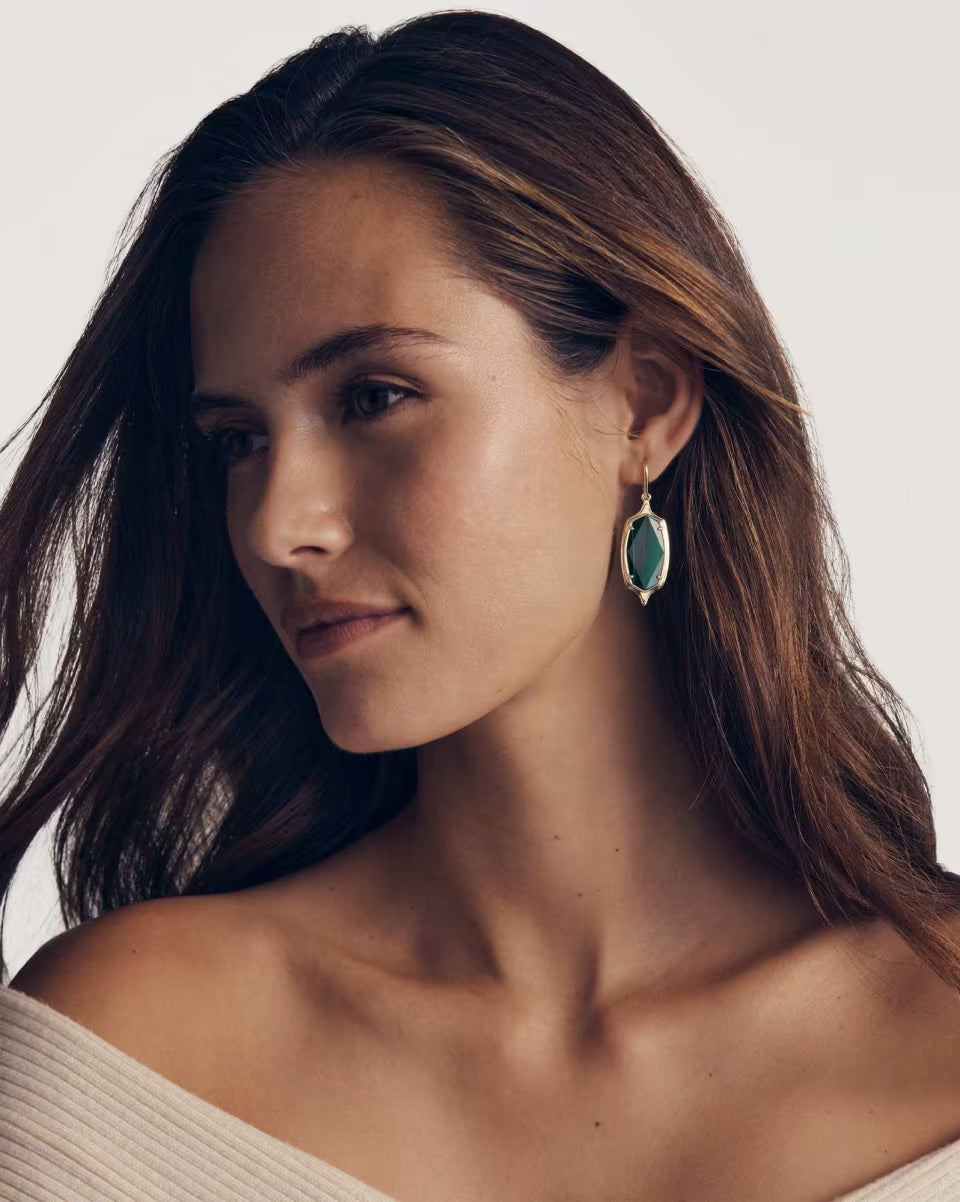 Dani Stepped Frame Gold Drop Earrings