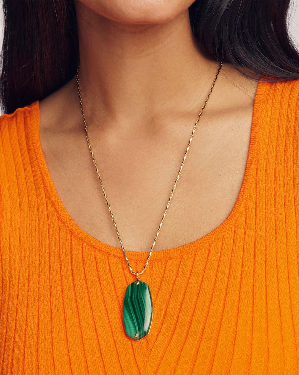 Danielle Riveted Gold Long Pendant Necklace