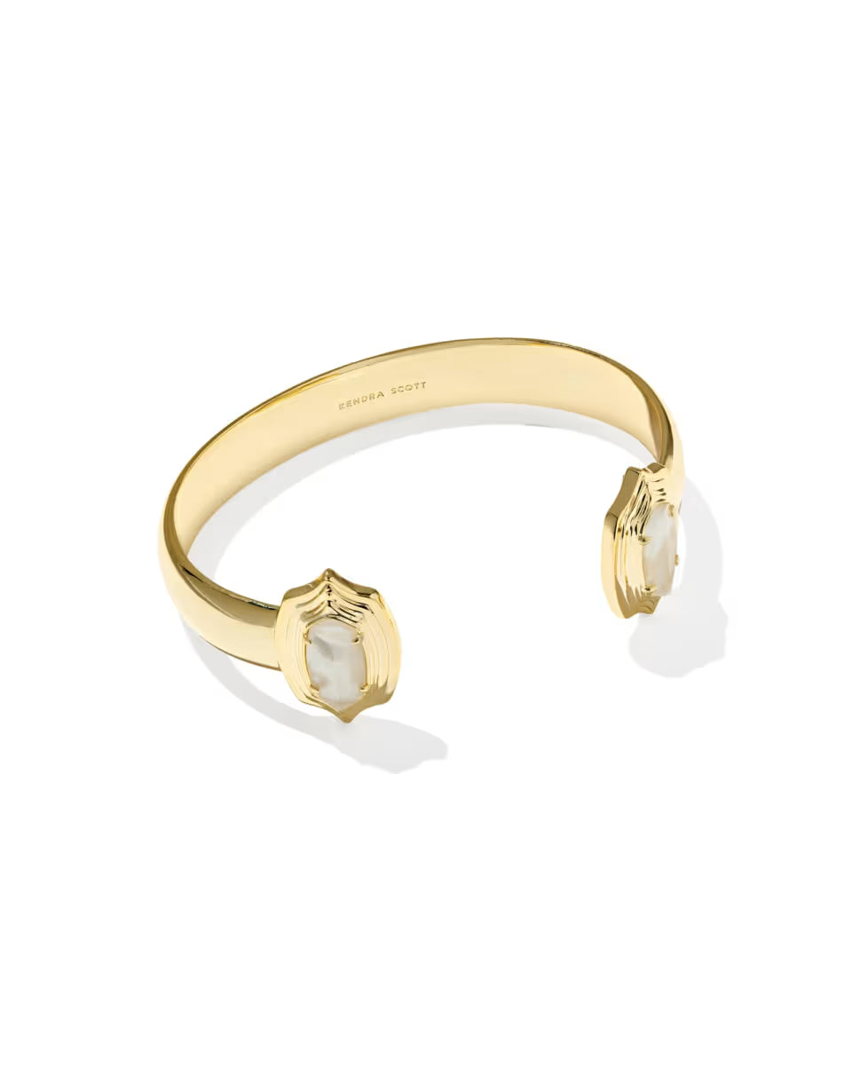 Elton Stepped Frame Vintage Gold Cuff Bracelet
