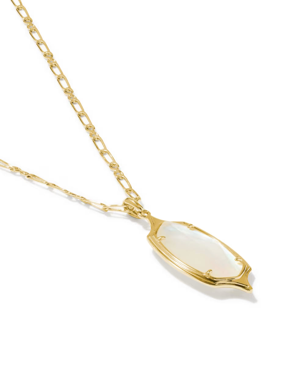 Dani Stepped Frame Gold Long Pendant Necklace