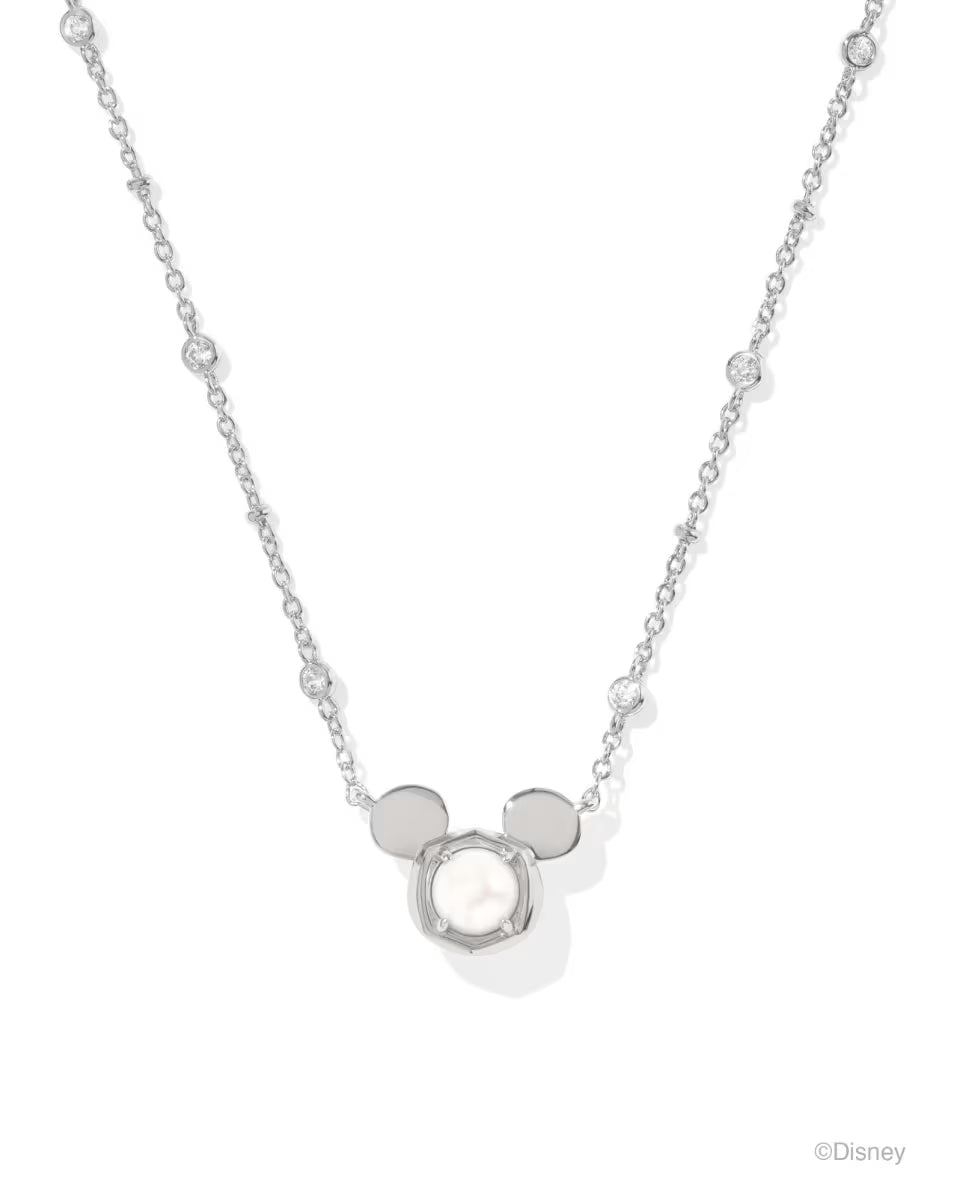 Disney | Kendra Scott Silver Mickey Mouse Short Pendant Necklace in Freshwater Cultured Pearl
