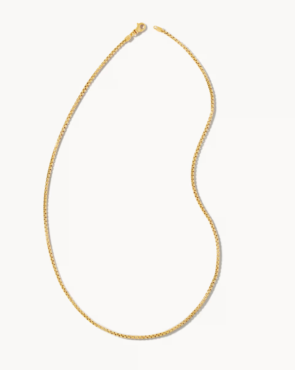 Beck 24 Thin Round Box Chain Necklace in Oxidized Sterling Silver
