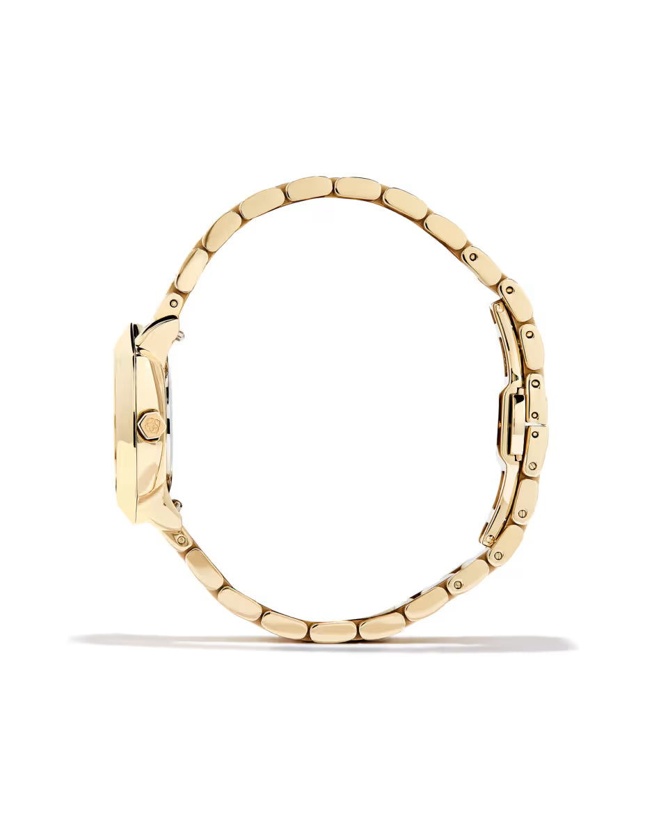 Dira Gold Tone Stainless Steel 28mm Watch in Light Iridescent Sunray