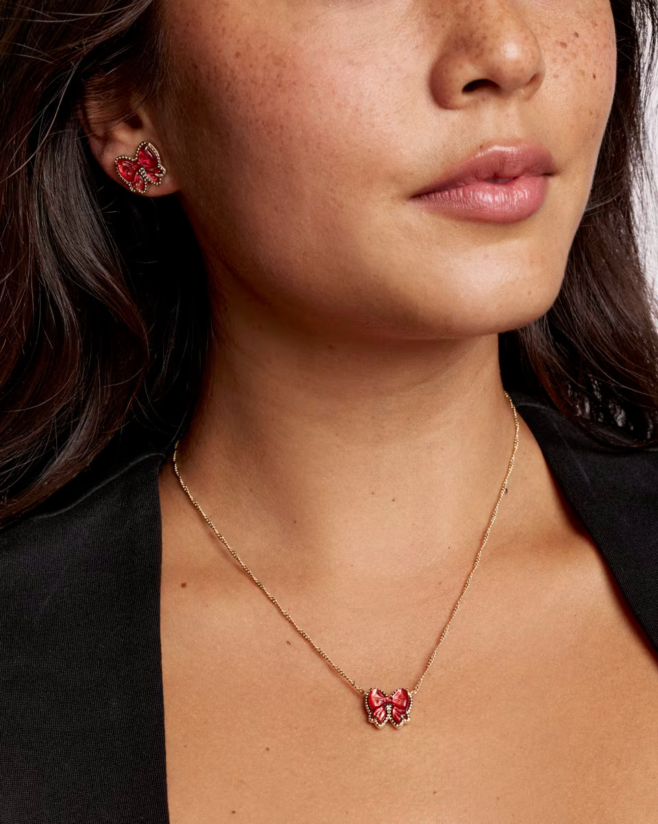 Haley Bow Gold Short Pendant Necklace
