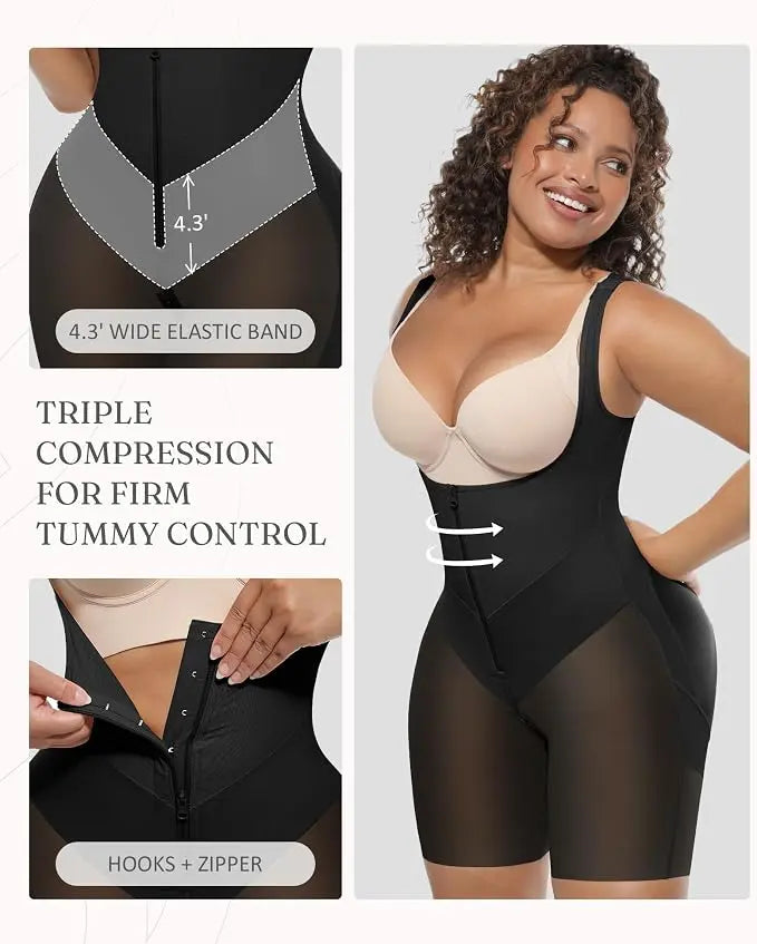 V-shaped Fajas Colombianas Shapewear Butt Lifter Bodysuit with Zipper Crotch Plus Size Smooth Compression SummerVibes