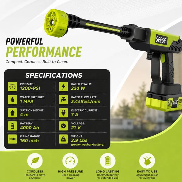 AquaJet™ Cordless Portable Pressure Washer
