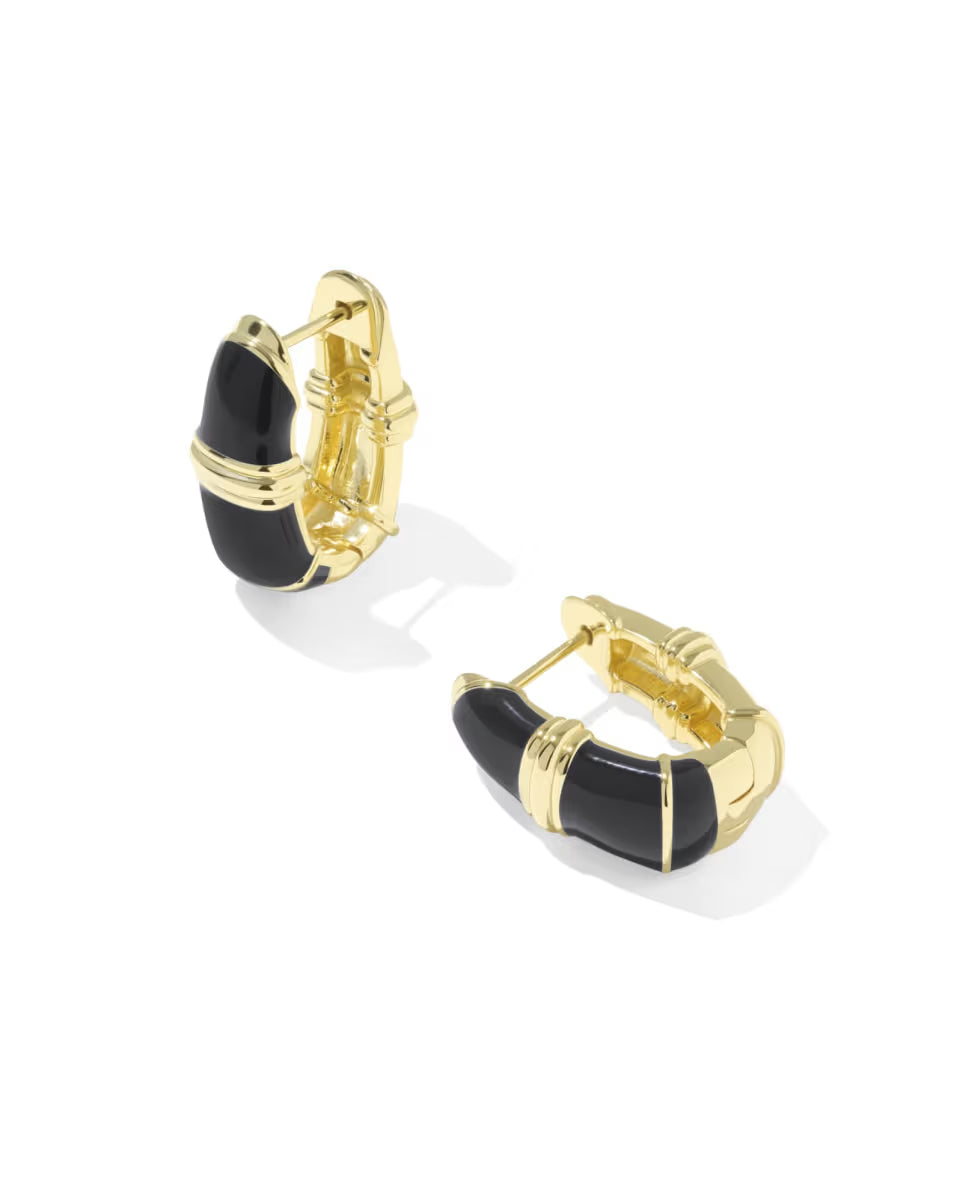 Courtney Gold Enamel Huggie Earrings