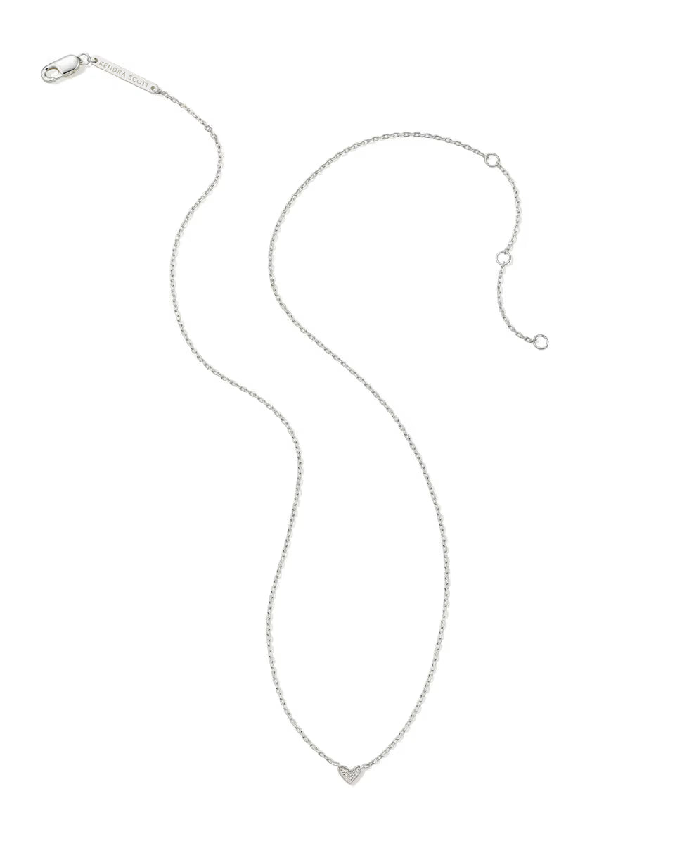 Tiny Ari Heart 18k Gold Vermeil Diamond Pendant Necklace in White Diamond
