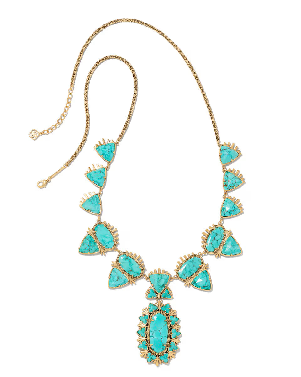 Havana Vintage Gold Statement Necklace in Variegated Turquoise Magnesite