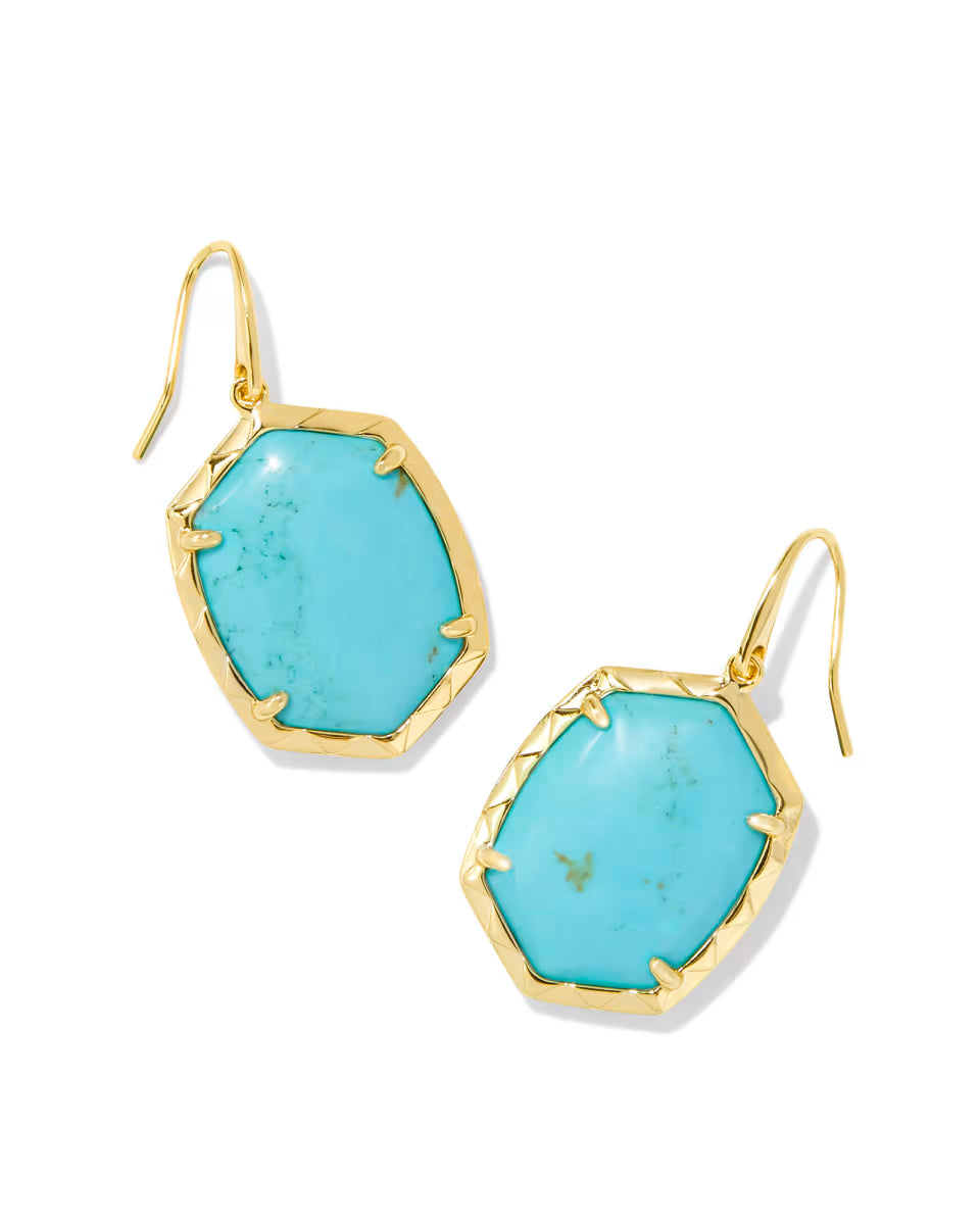 Daphne Gold Drop Earrings in Light Green Mother-of-Pearl