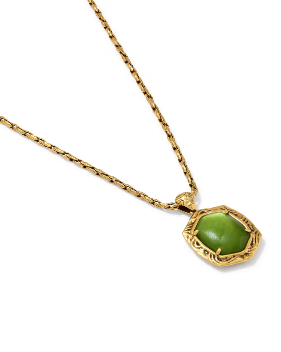 Tiger Striped Daphne Gold Small Long Pendant Necklace