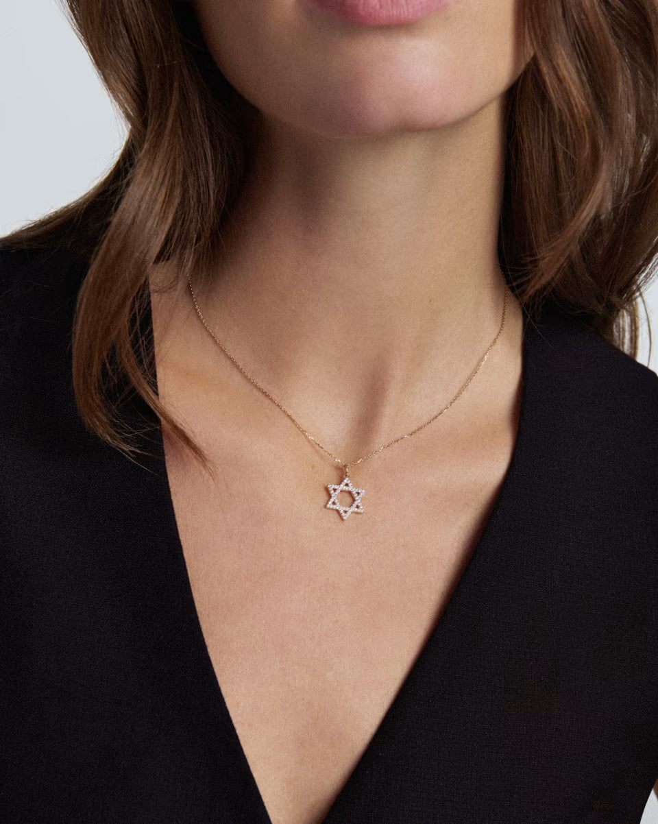 0.26 ct Lab Grown Diamond Star of David Pendant Necklace in 14k White Gold