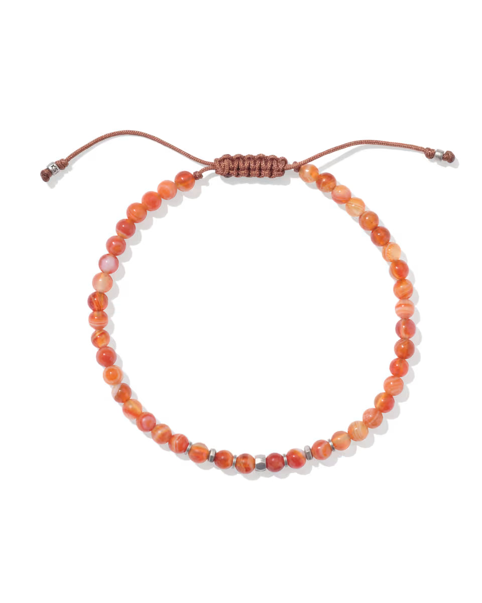 Otto Oxidized Sterling Silver Beaded Bracelet in Maroon Jade