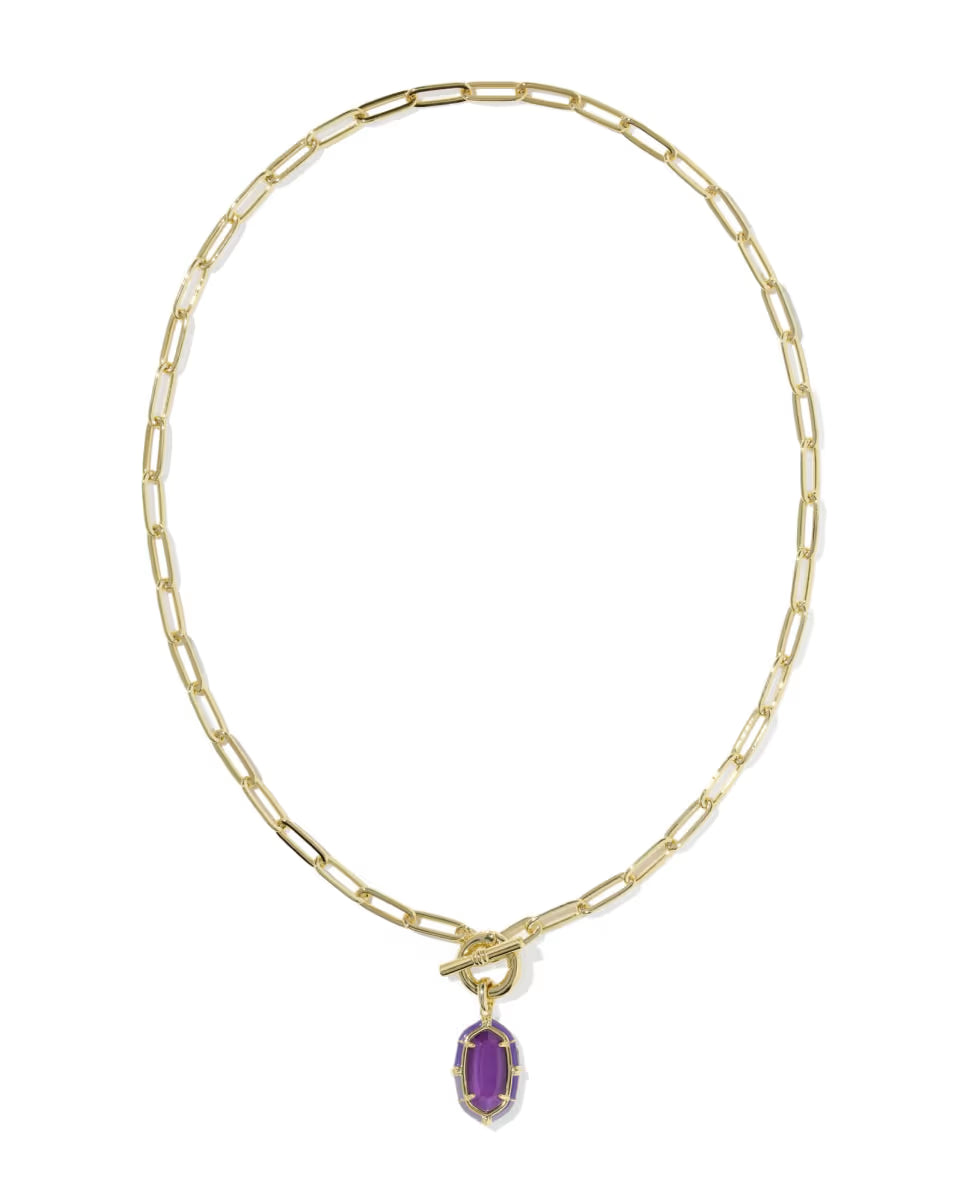 Elisa Gold Enamel Link and Chain Necklace
