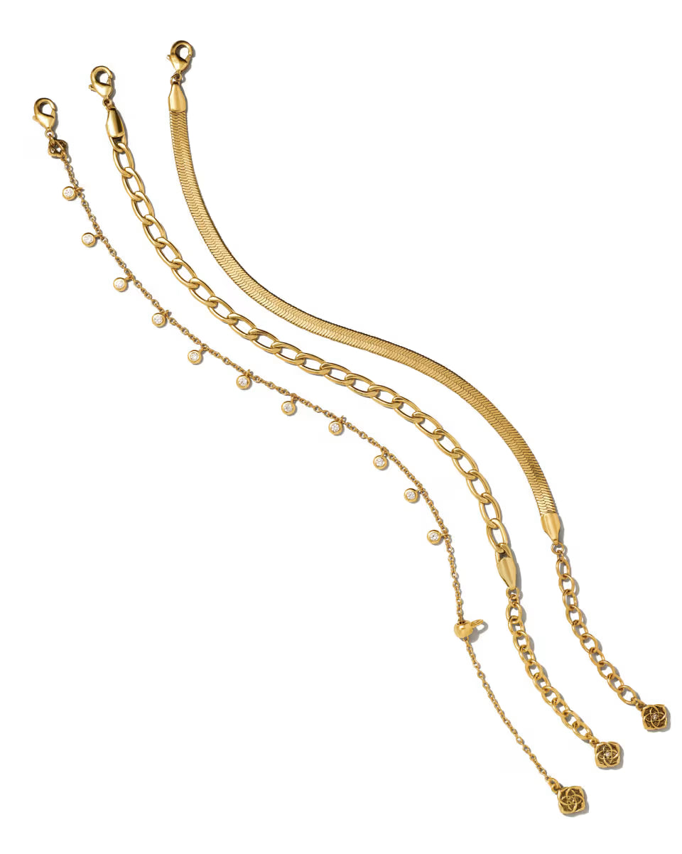 Kassie Set of 3 Chain Bracelets in Vintage Silver