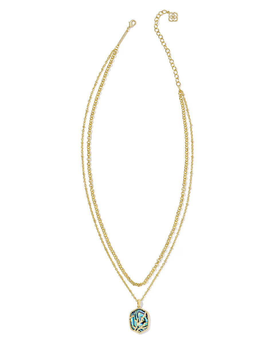 Daphne Gold Coral Frame Multi Strand Necklace in Iridescent Abalone