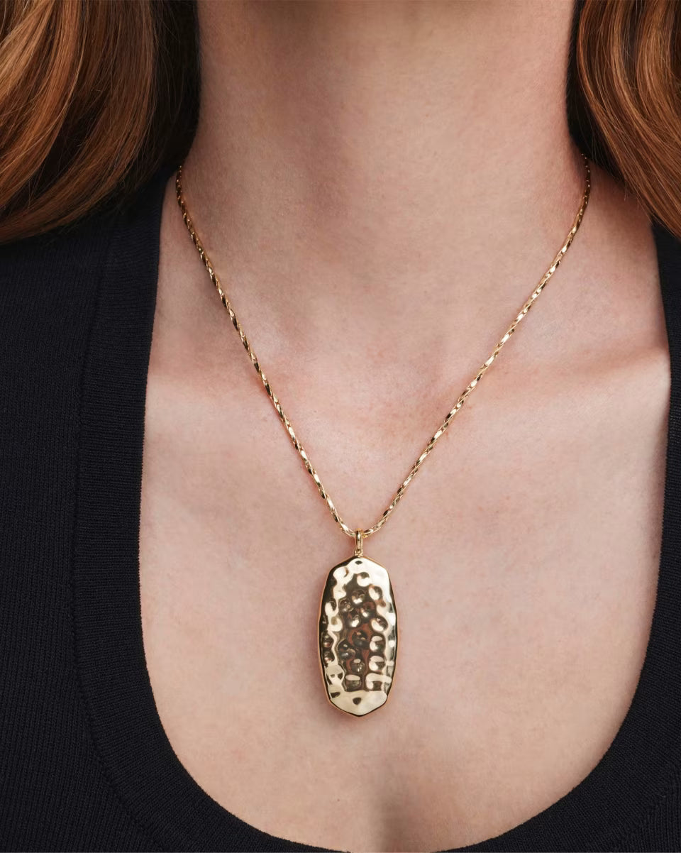 Danielle Riveted Gold Long Pendant Necklace