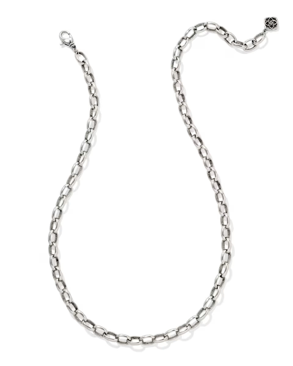 Beau Link and Chain Necklace in Vintage Silver