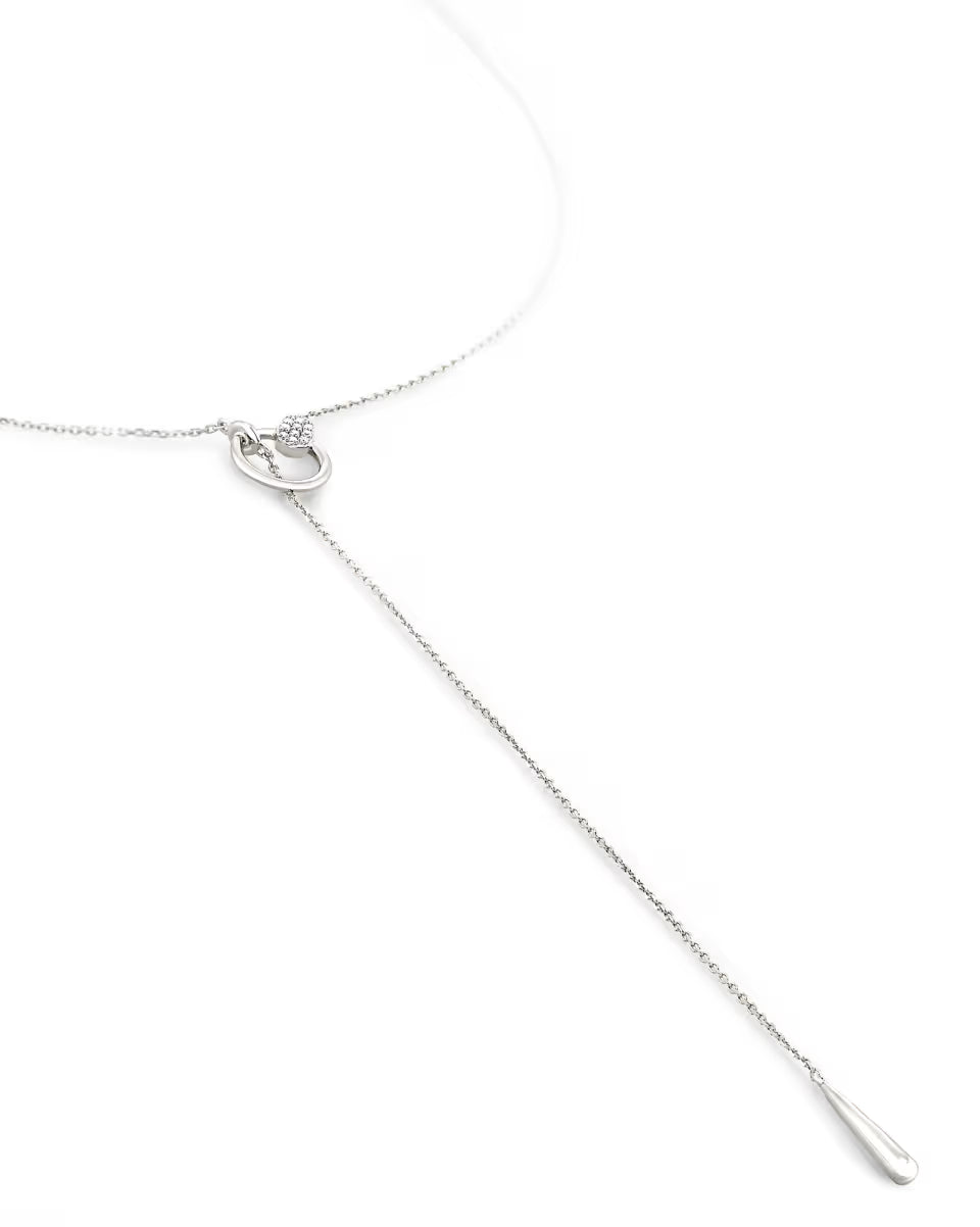 Tegan 14k Yellow Gold Y Necklace in White Diamond